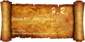 Hankó Róbert névjegykártya